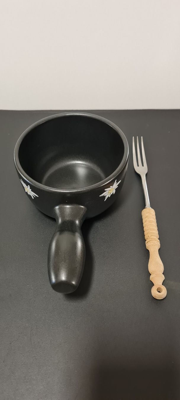 Pfannen: Caquelon Edelweiss Keramik Käsefondue – Gebraucht aus Bischofszell von Bischou 4